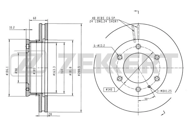 ZEKKERT BS-5477 - Тормозные диски