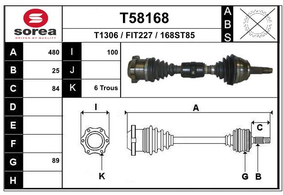 EAI T58168 - Приводной вал (полуось)