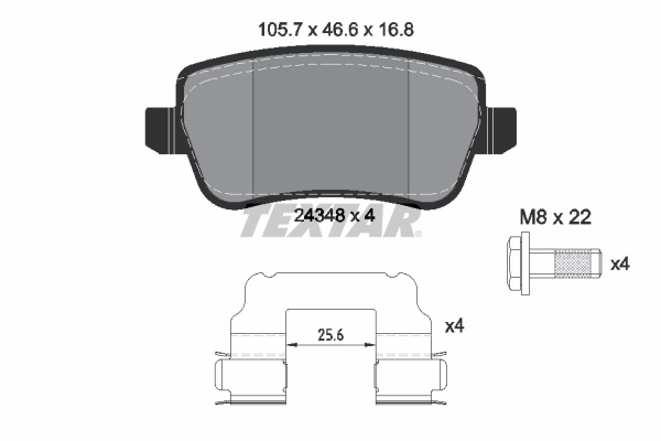TEXTAR 2434802 - Комплект тормозных колодок, дисковый тормоз Q+