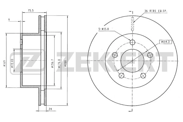 ZEKKERT BS-5184 - Тормозные диски