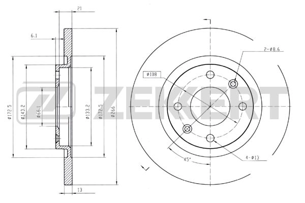ZEKKERT BS-5249 - Тормозные диски
