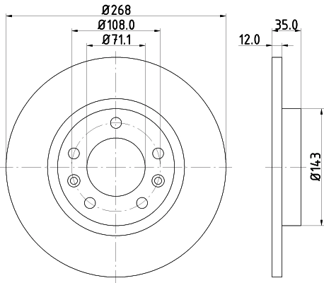 HELLA 8DD 355 120-491 - Тормозной диск PRO