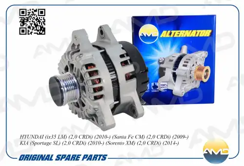 AMD amdel117 - Генератор 37300-2F100 !POLY-VF6 \HYUNDAI ix35 LM 2.0 CRDi 2010> Santa Fe CM 2009> DM 2.2 2012> KIA S
