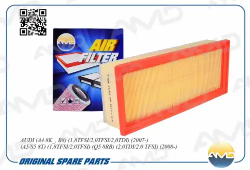 AMD amdfa718 - фильтр воздушный! 322x128x58\ Audi A4/A5/Q5 1.8TFSi/2.0TFSi/2.0TDi 07>
