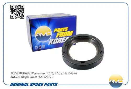 AMD amdsg267 - сальник коленвала! передний 48x35x10 ASW\ VW Polo V 1.6 10>, Skoda Rapid NH3 1.6 12>