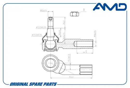 AMD amdte364l - наконечник рулевой левый
