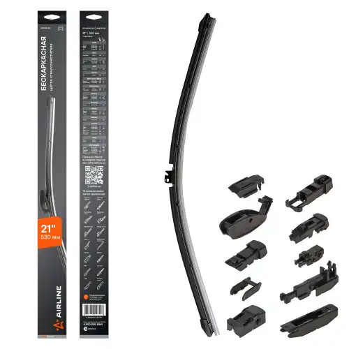 AIRLINE awbbk530 - Щетка стеклоочистителя 530 мм (21 ) бескаркасная, 10 адаптеров (AWB-BK-530)