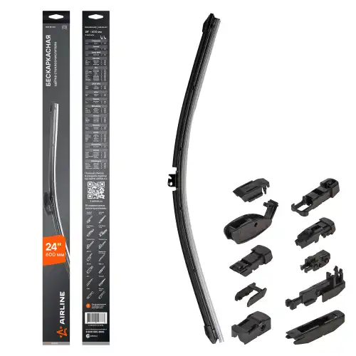 AIRLINE awbbk600 - щетка стеклоочистителя! 600мм 24'' бескаркасная, 10 адаптеров\