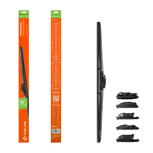 AIRLINE awbh650 - щетка стеклоочистителя! 650 мм (26') гибридная, 3 адаптеров\
