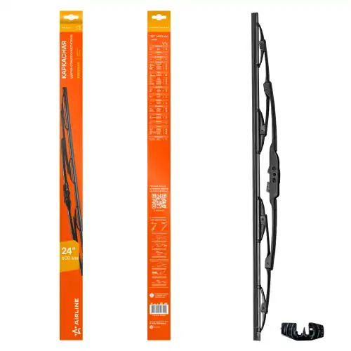 AIRLINE awbk600 - щетка стеклоочистителя! 600мм 24'' каркасная, 1 адаптер\