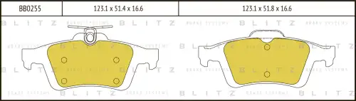 BLITZ bb0255 - Колодки тормозные дисковые /комплект 4 шт/