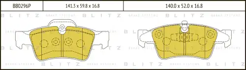 BLITZ bb0296p - Колодки тормозные дисковые /комплект 4 шт/