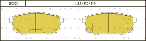 BLITZ bb0308 - Колодки тормозные дисковые KIA Sorento 02->