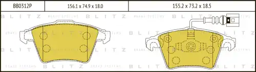 BLITZ bb0312p - Колодки тормозные дисковые /комплект 4 шт/