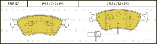 BLITZ bb0318p - Колодки тормозные дисковые AUDI A8 02->/VW Phaeton 03->