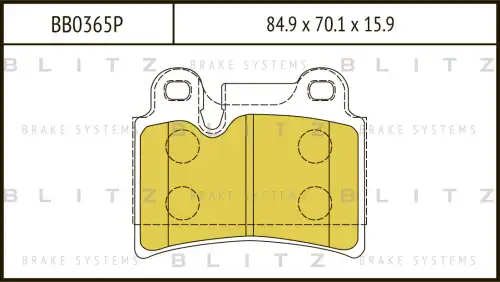 BLITZ bb0365p - колодки дисковые! з.\ VW Touareg 3.2/3.6/3.0TDi V6 06>
