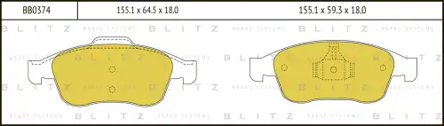 BLITZ bb0374 - Колодки тормозные дисковые RENAULT Fluence/Grand Scenic/Megane/Scenic 10->DACIA Duster 10->
