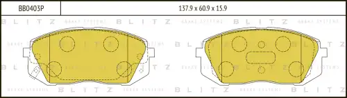 BLITZ bb0403p - Колодки тормозные дисковые HYUNDAI i40 12-> /KIA Sportage 10->