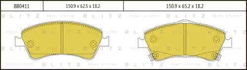 BLITZ bb0411 - Колодки тормозные дисковые TOYOTA Auris/Corolla/Verso 07->