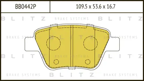 BLITZ bb0442p - колодки дисковые задние! с антискрип. пл.\ AudiA3, VW Golf, Skoda Superb 1.2-3.2 08>