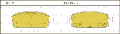 BLITZ bb0447 - Колодки тормозные дисковые CHEVROLET Cruze 09->/OPEL Astra J/Mokka/Zafira 12->