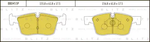 BLITZ bb0453p - Колодки тормозные дисковые /комплект 4 шт/