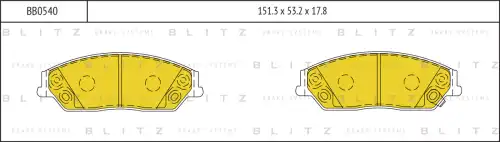 BLITZ bb0540 - колодки дисковые передние! с антискрип.пласт.\Toyota Camry 2.4/3.5 06>,Geely Emgrand X7