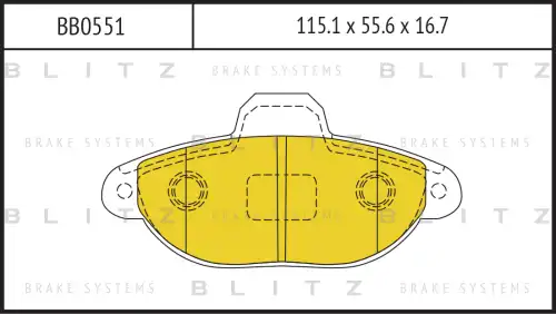 BLITZ bb0551 - колодки дисковые п.\ Fiat Punto 55 1.1i-1.7D 93-96