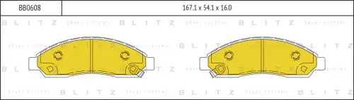 BLITZ bb0608 - Колодки тормозные дисковые GREAT WALL Hover 05->/ISUZU D-Max 02->