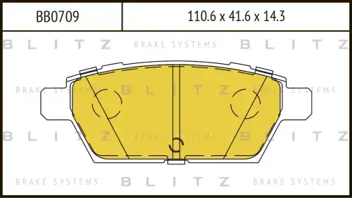 BLITZ bb0709 - колодки дисковые задние! с антискрипными пластинами\ Mazda 6 2.3i 02-07