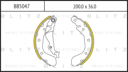 BLITZ bb5047 - Колодки тормозные барабанные CHEVROLET Aveo/Kalos 02->