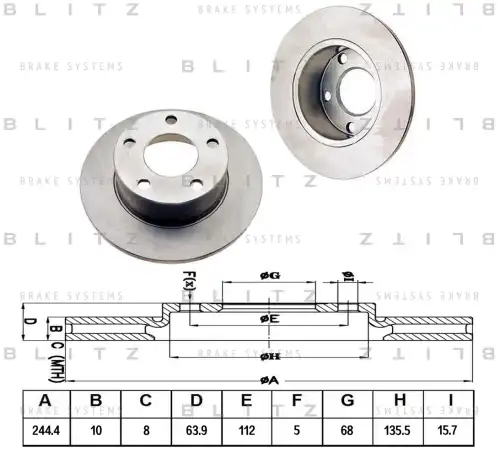 BLITZ bs0106 - Диск тормозной AUDI 100/A6 94-/VW Passat 97-