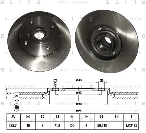 BLITZ bs0114 - диск тормозной задний