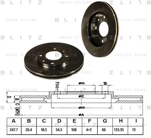 BLITZ bs0117 - Диск тормозной PEUGEOT 106/205/306 92->