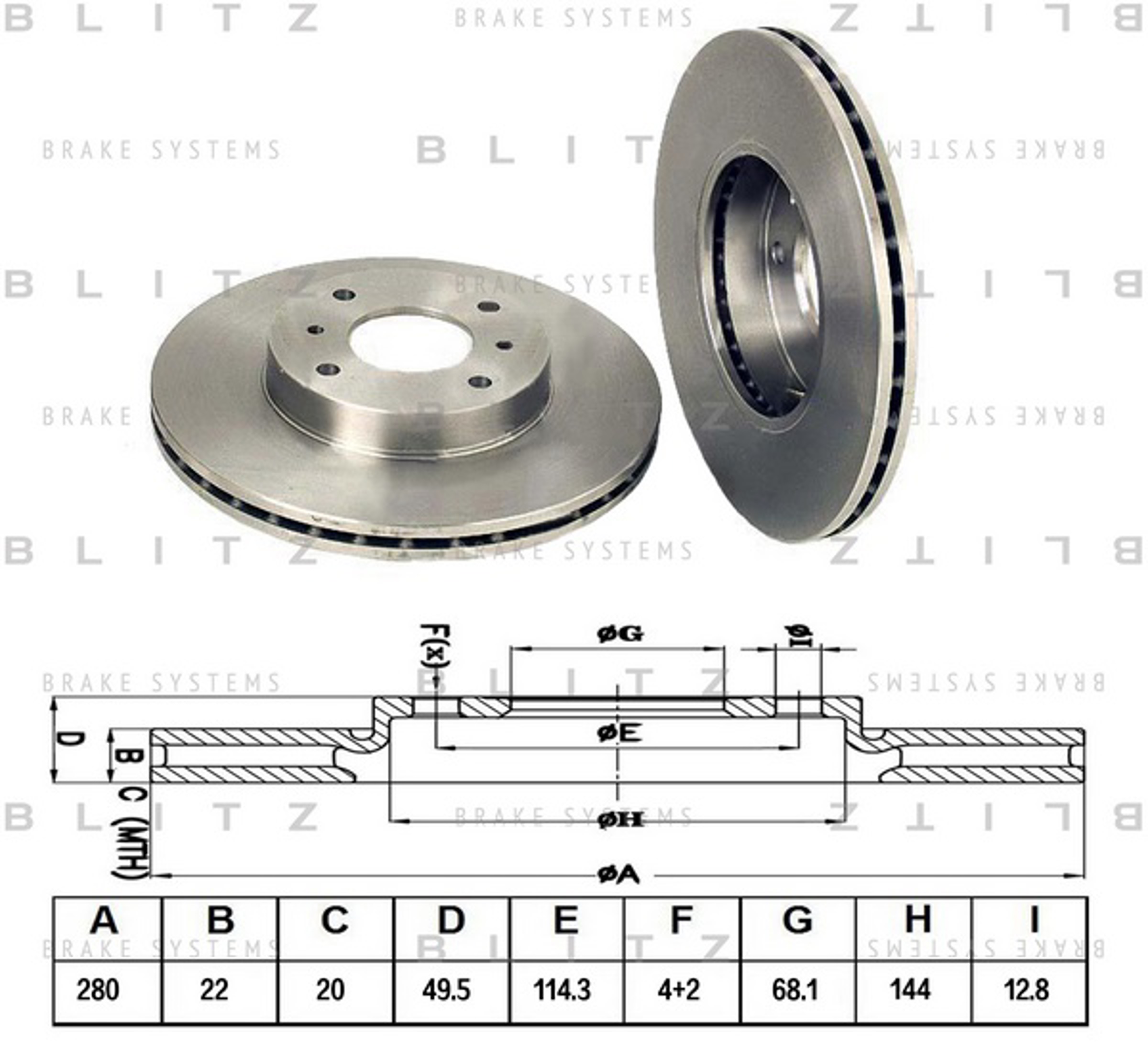 BLITZ bs0142 - Диск тормозной NISSAN Almera/Primera 96->