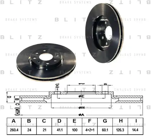 BLITZ bs0143 - диск тормозной передний