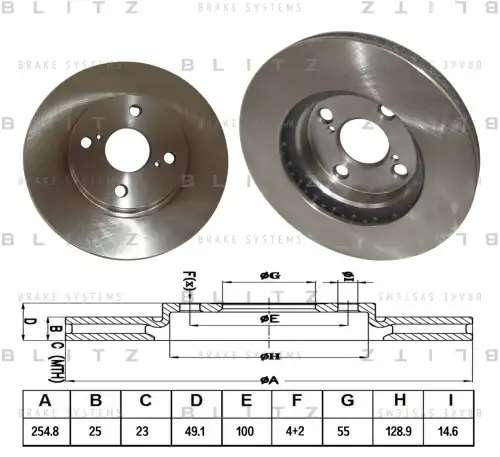 BLITZ bs0180 - диск тормозной передний