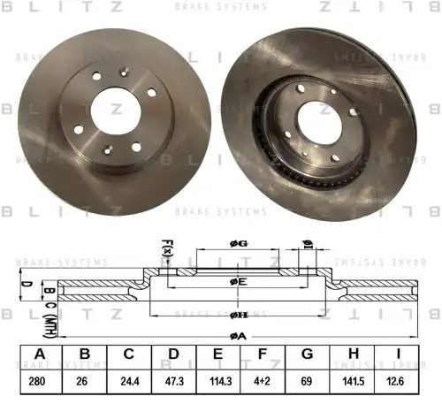 BLITZ bs0218 - диск тормозной передний