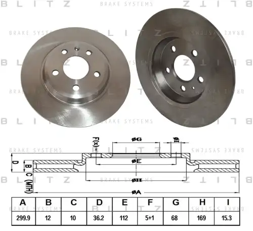 BLITZ bs0258 - Диск тормозной AUDI A4/A5/Q5 08->