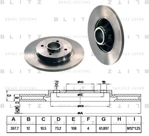 BLITZ bs0259 - диск тормозной задний