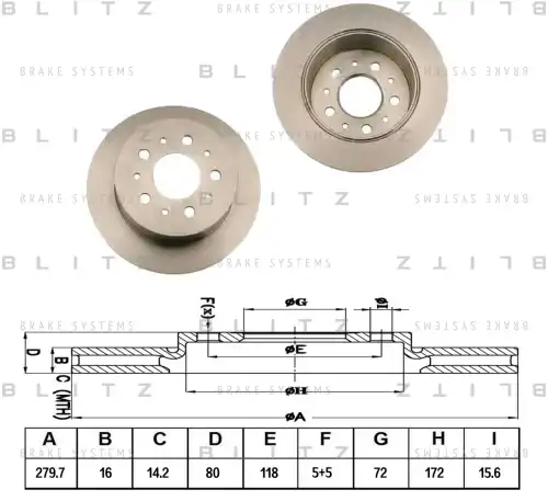 BLITZ bs0264 - Диск тормозной CITROEN Jumper 06->FIAT Ducato 06->PEUGEOT Boxer 06->