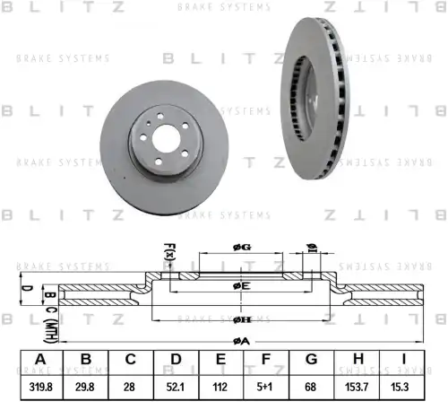 BLITZ bs0283 - Диск тормозной AUDI A4/A5/Q5 07->