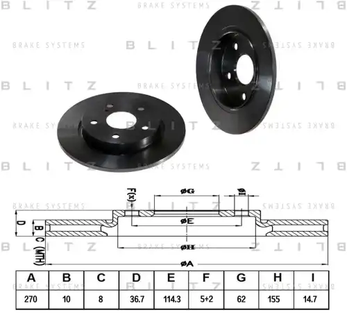 BLITZ bs0291 - диск тормозной задний