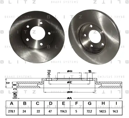 BLITZ bs0314 - Диск тормозной FORD Maverick 00->/MAZDA Tribute 00->