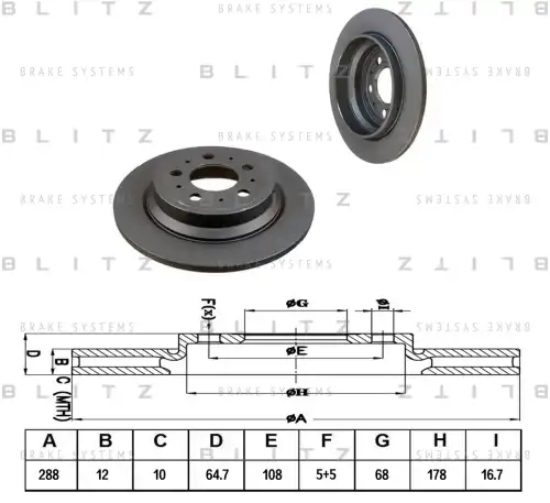 BLITZ bs0337 - Диск тормозной VOLVO S60/V70/S80/XC70 98->