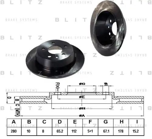 BLITZ bs0365 - диск тормозной задний