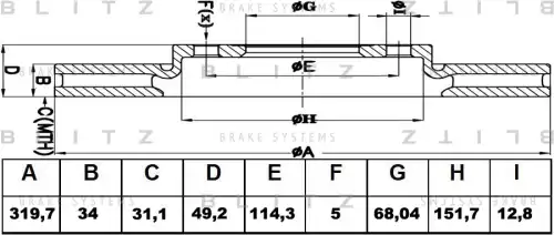 BLITZ bs0378 - диск тормозной передний