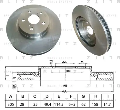 BLITZ bs0668 - диск тормозной передний