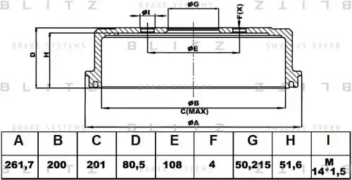 BLITZ bt0109 - барабан тормозной
