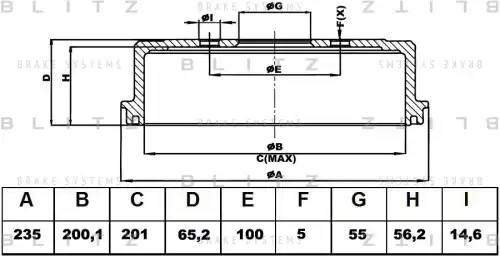 BLITZ bt0114 - барабан тормозной